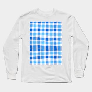 Blue and white gingham pattern Long Sleeve T-Shirt